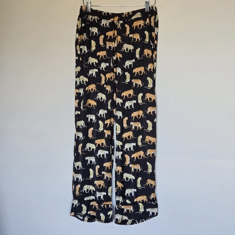 Banana Republic Satin Pajama Set with Safari Animal Print Size M